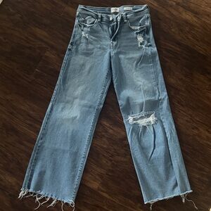 Kensie Light Blue Distressed Wide Leg Jeans